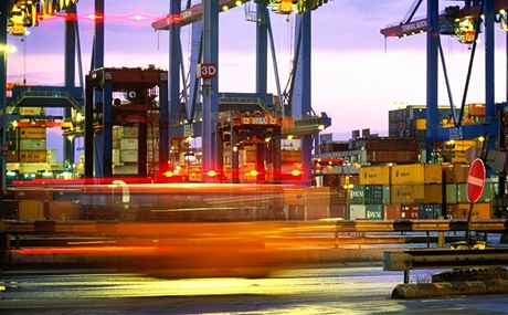 Container vans in harbour port Container vans in harbour port